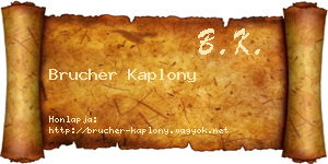 Brucher Kaplony névjegykártya